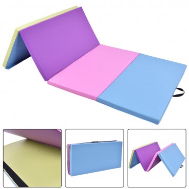 4 Ft. x 8 Ft. x 2 In. Multi-Colors Folding PU Panel Gymnastics Mat