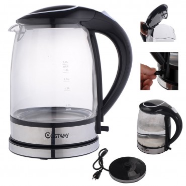 1500 W 2.0 L Electric Glass Kettle With Blue LED Light