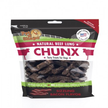Pet Shape Natural Beef Lung Chunx Dog Treats - Sizzling Bacon Flavor - 1 lb Bag
