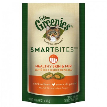 Greenies Smart Bites Healthy Skin and Fur Chicken Flavor Cat Treats - 2.1 oz - 4 Pieces