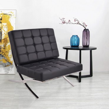 Steel Frame PU leather Leisure Chair Barcelona Style