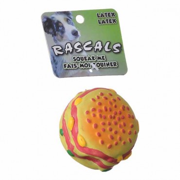 Rascals Latex Hamburger Dog Toy - 2.5 in. Diameter - 4 Pieces