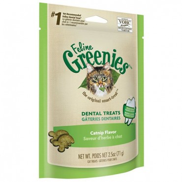 Greenies Feline Dental Treats - Catnip Flavor - 2.5 oz - 4 Pieces