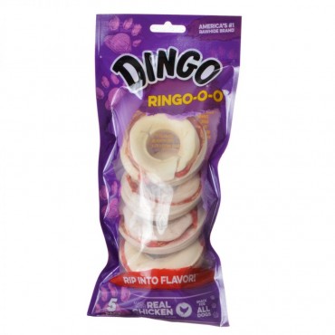 Dingo Ringo-o-o Meat & Rawhide Chew - 2.75 in. - 5 Pack - 2 Pieces