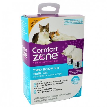 Comfort Zone Two Room Multi cat Calming Diffuse - 2 Count - 2 Diffuses and 2 Refills
