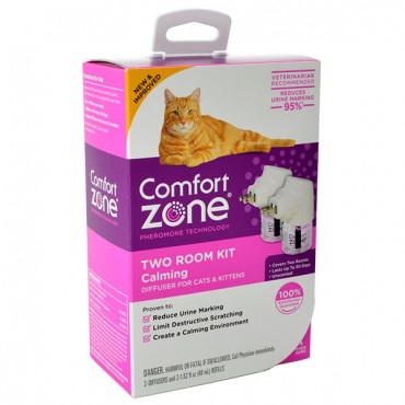 Comfort Zone Two Room Cat Calming Diffuse - 2 Count - 2 Diffuses and 2 Refills