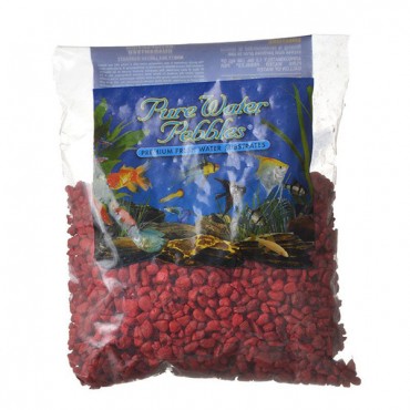 Pure Water Pebbles Aquarium Gravel - Currant Red - 2 lbs - 3.1-6.3 mm Grain - 4 Pieces