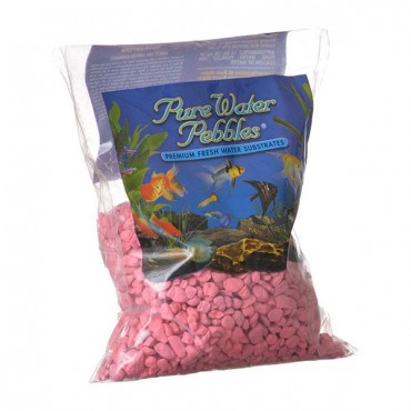 Pure Water Pebbles Aquarium Gravel - Neon Pink - 2 lbs - 3.1-6.3 mm Grain - 4 Pieces