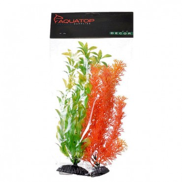 Aqua top Multi-Colored Aquarium Plants 2 Pack - Orange and Green - 2 Pack - 15 in. High Plants - 2 Pieces