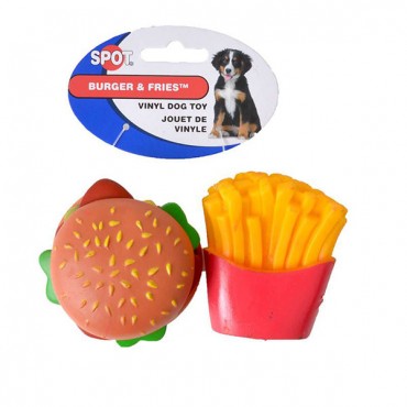 Spot Vinyl Hamburger and Fries Dog Toy - 2 Pack - 4 Pieces