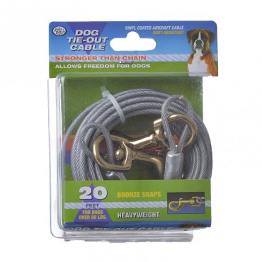 Four Paws Dog Tie Out Cable - Heavy Weight - Black - 20 in. Long Cable