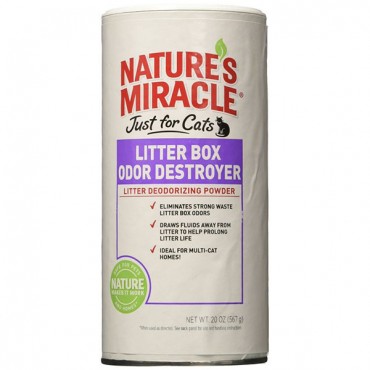 Nature's Miracle Just For Cats Litter Box Odor Destroyer - Deodorizing Powder - 20 oz - 2 Pieces