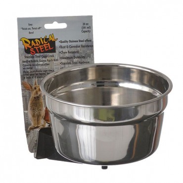 Lixit Radical Steel Metal Cage Crock Bowl for Small Animals and Birds - 20 oz