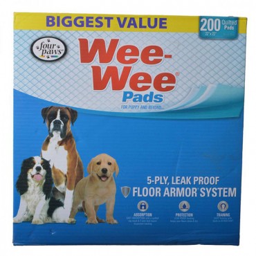 Four Paws Wee Wee Pads Original - 200 Pack - Box - 22 in. Long x 23 in. Wide
