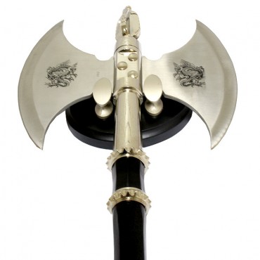 21 in. Medieval Double Blade Stainless Steel Axe With Wall Plaque