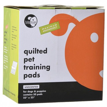 Lola Bean Quilted Pet Training Pads - 22 in. Long x 22 in. Wide - 50 Pack
