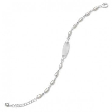 5 in. + 1 in. Extension Cultured Freshwater Pearl ID Bracelet