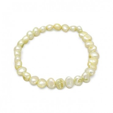 Lime Green Cultured Freshwater Pearl Stretch Bracelet