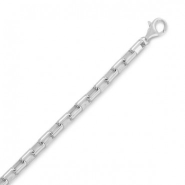 Rhodium Plated Long Box Chain Bracelet