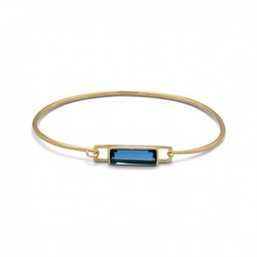 14 Karat Gold Plated Blue Hydro Glass Squeeze Release Bangle