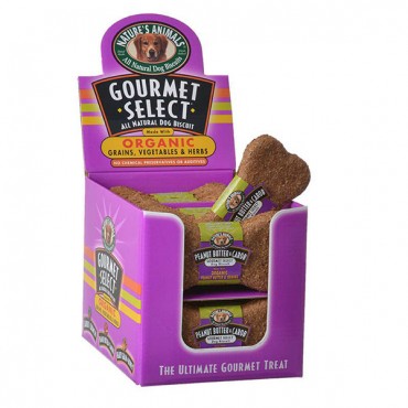 Natures Animals Gourmet Select Organic Dog Bone - Peanut Butter and Carob Flavor - 24 Pack