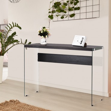 Soho Wooden Top Console Table With Tempered Glass Legs