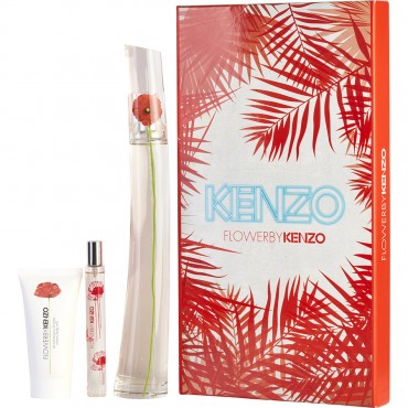 Kenzo Flower - Eau De Parfum Spray 3.4 oz And Body Milk 1.7 oz And Eau De Parfum Spray 0.5 oz Mini
