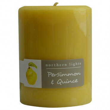 Persimmon And Quince - One Pillar Candle 3x4 Inch  Burns 80 Hours