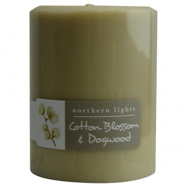 Cotton Blossom And Dogwood - One Pillar Candle 3x4 Inch  Burns 80 Hours