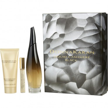 Donna Karan Liquid Cashmere Black - Eau De Parfum Spray 3.4 oz And Body Lotion 3.4 oz And Eau De Parfum Rollerball 0.34 oz Mini