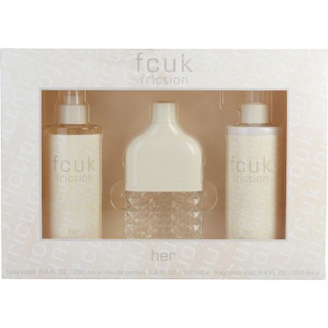 Fcuk Friction - Eau De Parfum Spray 3.4 oz And Body Lotion 8.4 oz And Body Mist 8.4 oz