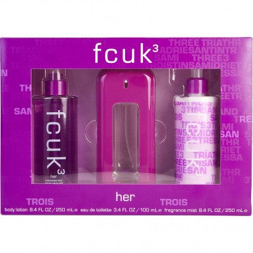 Fcuk 3 - Eau De Toilette Spray 3.4 oz And Body Lotion 8.4 oz And Fragrance Mist 8.4 oz
