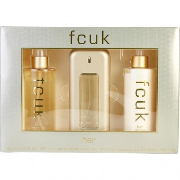 Fcuk - Eau De Toilette Spray 3.4 oz And Body Lotion 8.4 oz And Fragrance Mist 8.4 oz