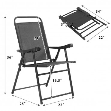 Set Of 4 Folding Sling Chairs With Armrest