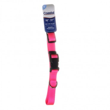 Tuff Collar Nylon Adjustable Collar - Neon Pink - 10 - 14 Long x 5 8 Wide