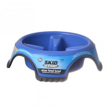 JW Pet Skid Stop Slow Feed Bowl - Large - 10.5 Wide x 3 High 5 cups