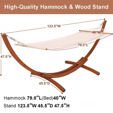 123 In. x 46 In. x 48 In. Outdoor Wooden Curved Arc Hammock