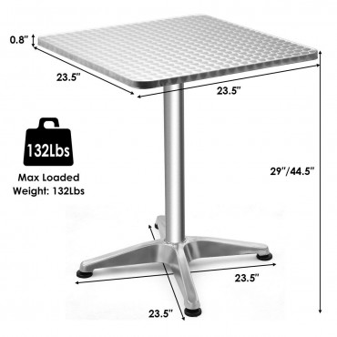 Folding 23.5 In. Aluminium Square Bar Table Indoor Outdoor Bistro