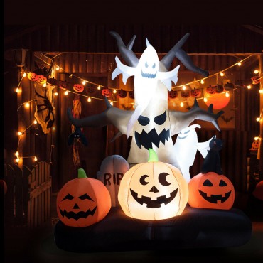 10 Ft. Inflatable Dead Tree With Ghost And Pumpkins