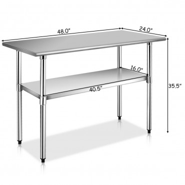 24 In. x 48 In. Restaurant Stainless Steel Work Prep Table