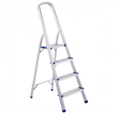4 Step Aluminum Foldable Non-Slip Ladder 300lbs Lightweight Home Office Portable