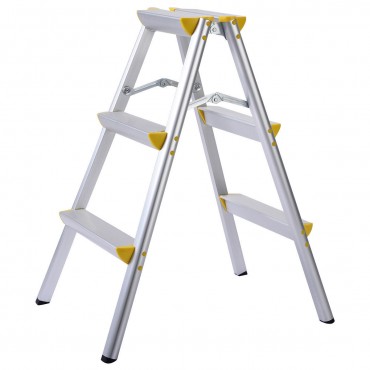 3 Step Aluminum Ladder Folding Platform Work Stool 330 lbs Load Capacity