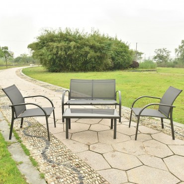4 Pcs Outdoor Patio Steel Table Chairs
