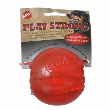 Spot Play Strong Rubber Ball Dog Toy - Red - 3.25 in. Diameter - 2 Pieces