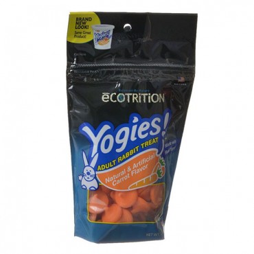 Ecotrition Yogies Rabbit Treats - Carrot Flavor - 3.5 oz - 3 Pieces