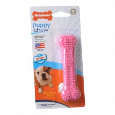 Nylabone Puppy Chew Dental Bone Chew Toy - Pink - 3.75" Chew - For Puppies up to 15 lbs - 4 Pieces
