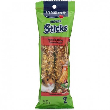 Vitakraft Crunch Sticks Peanut and Honey Flavored Glaze for Hamsters - 3 oz - 2 Sticks - 2 Pieces