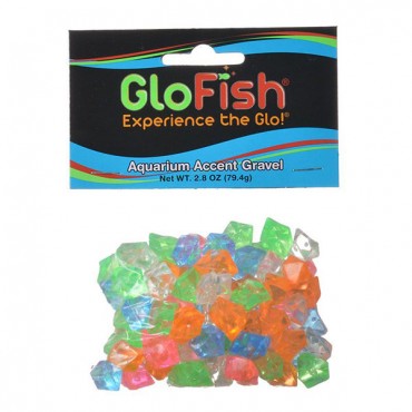 GloFish Accent Gravel - Multicolored Gems - 3 oz - 4 Pieces