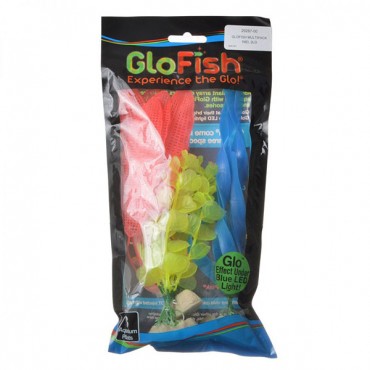 GloFish Aquarium Plant Multi pack - Yellow, Orange and Blue - 3 Pack - Medium Yellow, Large Orange, Large Blue - 2 Pieces