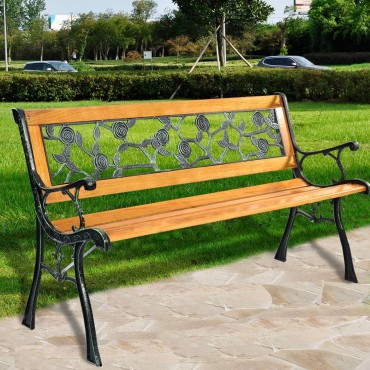 GOPLUS 49 1/2 In. Patio Park Garden Porch Chair Bench
